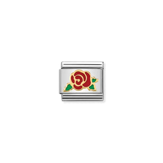 COMPOSABLE CLASSIC LINK RED ROSE WITH ENAMEL