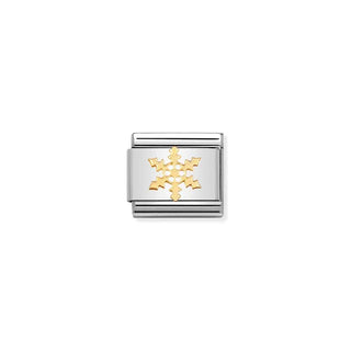 CHARM, COMPOSABLE LINK, SNOWFLAKE IN BONDED YELLOW GOLD