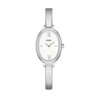 L'Ovale Watch Steel, White, Silver Colour