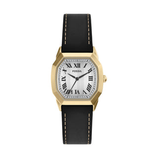 Fossil Harlow Three-Hand Black Leather Watch