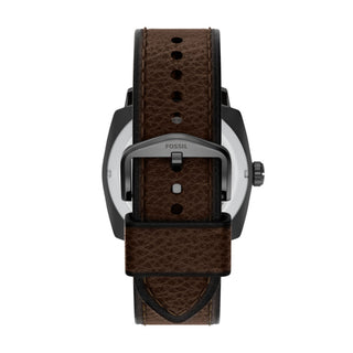 Fossil Machine Three-Hand Date Brown Leather Watch