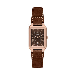 Fossil Raquel Three-Hand Date Brown Leather Watch