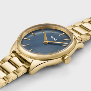 Cluse Féroce Mini Watch Steel, Blue Pearl, Gold Colour