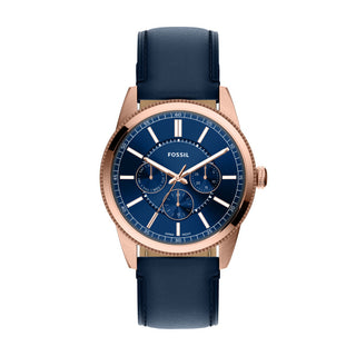 Fossil Pearson Multifunction Navy Leather Watch