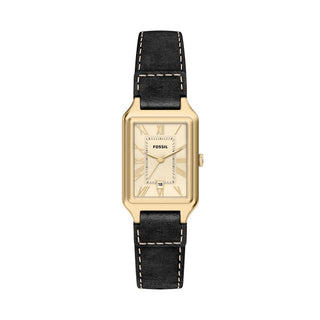 Fossil Raquel Three-Hand Date Black Leather Watch