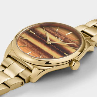 Cluse Féroce Petite Watch Steel Tiger's Eye, Gold Colour