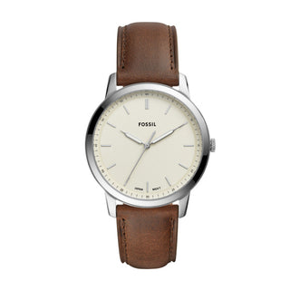 Fossil Minimalist Three-Hand Brown Leather Watch