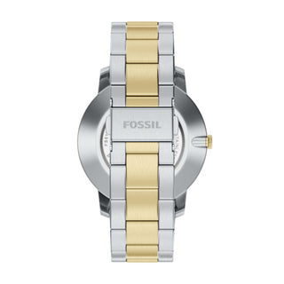 Fossil Minimalist Three-Hand Two-Tone Black Face Stainless Steel Watch