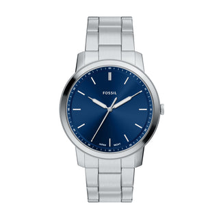 Fossil Minimalist Three-Hand Two-Tone Blue Face Stainless Steel Watch