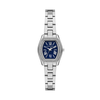Michael Kors Petite Chelsea Pavé Silver Watch With Blue Dial