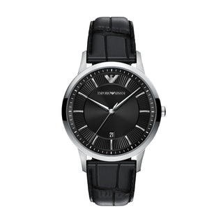 Emporio Armani Archetipo Quartz Black Leather Strap Watch