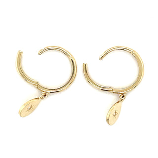 9ct Yellow Gold Hoops With Star Set Cz Drop