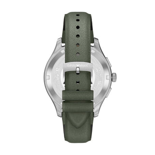 Emporio Armani Minimalist Three Hand Chronograph Watch with Green Leather Strap