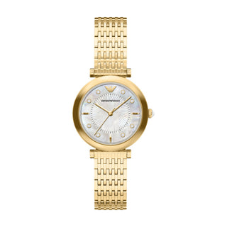 Emporio Armani Archelia Gold Bracelet Strap Watch With Mother Of Pearl Dial