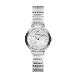 Emporio Armani Archelia Silver Bracelet Strap Watch With Mother Of Pearl Dial