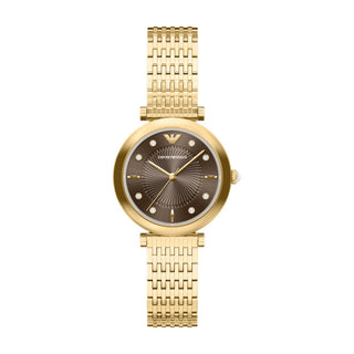 Emporio Armani Archelia Gold Bracelet Strap Watch With A Brown Dial
