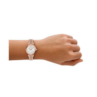 Armani Gianni T-Bar Rose Gold Plated Ladies Watch With Mother Of Pearl Dial