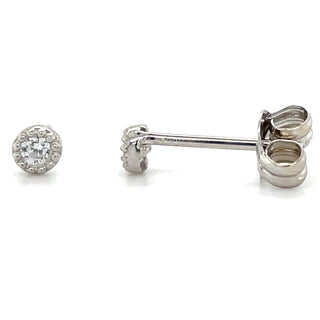 9ct White Gold Tiny Cz Halo Earrings