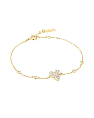 Ania Haie Gold Pavé Heart with Bezel Station Bracelet