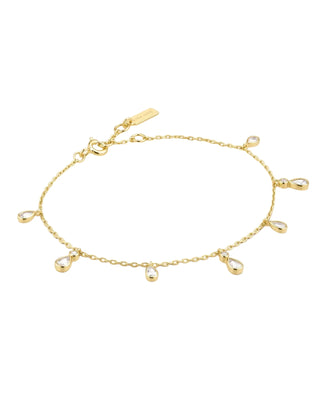 Ania Haie Gold Bezel-Set Teardrop Dangle Station Bracelet