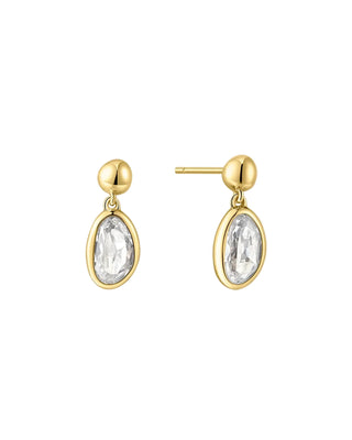 Ania Haie Gold Bezel Organic Pebble Dangle Stud Earrings