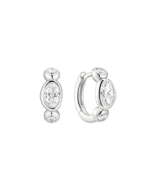 Ania Haie Silver Bezel Organic Pebble & Round Huggie Hoop Earrings
