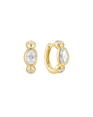 Ania Haie Gold Bezel Organic Pebble & Round Huggie Hoop Earrings