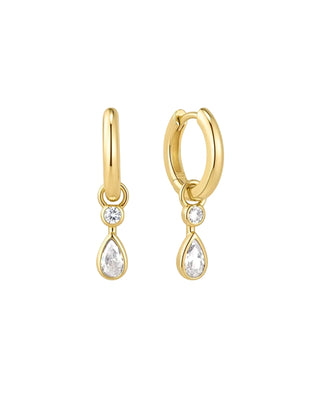 Ania Haie Gold Dangling Bezel Teardrop Huggie Hoop Earrings