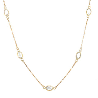 9ct Yellow Gold Rubover Oval Cz Necklace