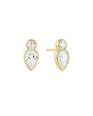Ania Haie Gold Bezel Inverted Teardrop & Round Stud Earrings