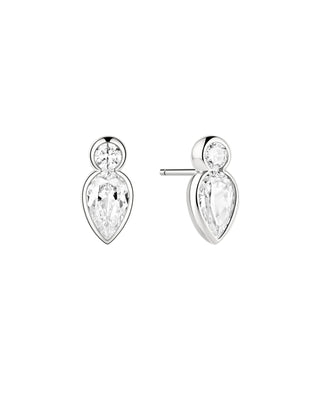 Ania Haie Silver Bezel Inverted Teardrop & Round Stud Earrings