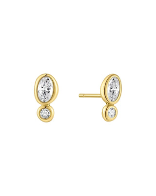 Ania Haie Gold Bezel Organic Pebble & Round Stud Earrings