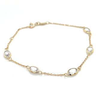 9ct Yellow Gold Rubover Oval Cz Bracelet