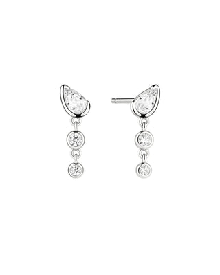 Ania Haie Silver Teardrop & Bezel Round Dangle Stud Earrings