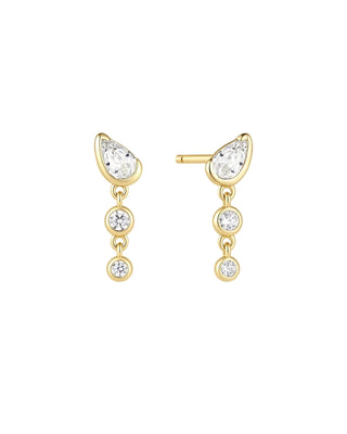 Ania Haie Gold Teardrop & Bezel Round Dangle Stud Earrings