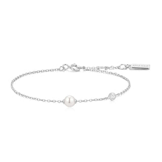 Ania Haie Silver Shell Pearl & Bezel-Set Sparkle Bracelet