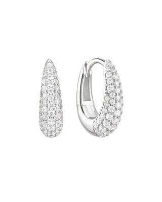 Ania Haie Silver Pavé Dome Huggie Hoop Earrings