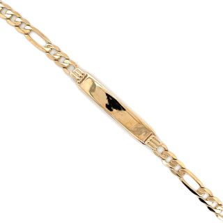 Vintage 9ct Yellow Gold 7.5” Figaro Link ID Bracelet