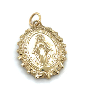 Vintage 9ct Yellow Gold Miraculous Medal Pendant