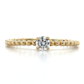 9ct Yellow Gold Dotted CZ Solitaire Ring