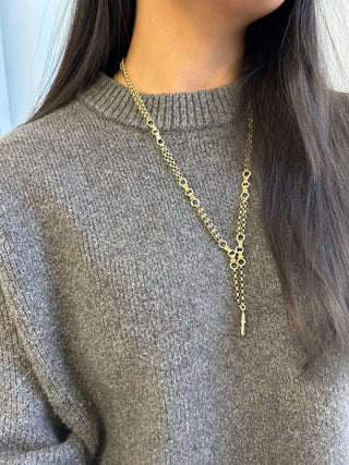 Vintage 9ct Yellow Gold Mixed Link Necklace
