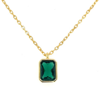 Golden Bezel Set Emerald Cz Pendant