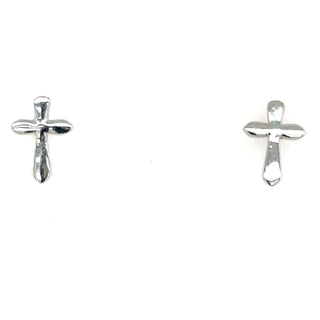 Sterling Silver Plain Cross Earrings