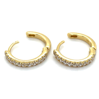 Golden Cz Set Clicker Hoop Earrings