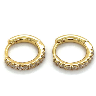 Golden Small Cz Clicker Hoop Earrings