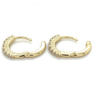 Golden Tapered Cz Hoop Earrings
