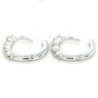 Sterling Silver Scattered Cz Hoop Earrings