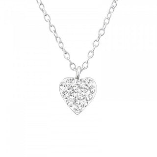 Sterling Silver Heart Necklace With Clear Crystal