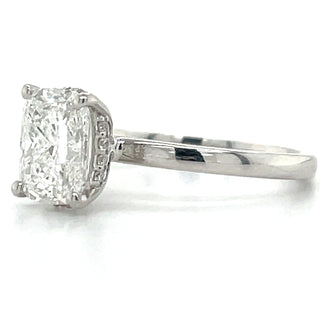 Grace - 14ct White Gold 1.59ct Laboratory Grown Elongated Cushion Cut Diamond Ring With Hidden Halo