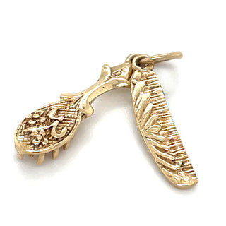 Vintage 9ct Yellow Gold Hairbrush & Comb Charm